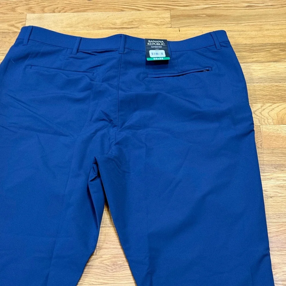 Banana Republic Mens Blue Flat Front Performance Pants 38x32 New With Tags‎